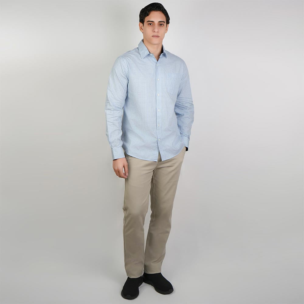 Men's Washed Cotton Band Collar Shirt