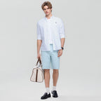 Men Slim Cotton Embroidered Oxford Shirt