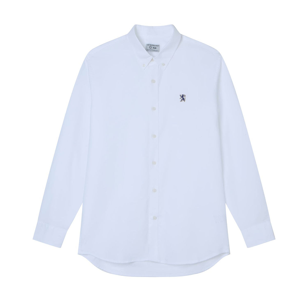 Men Slim Cotton Embroidered Oxford Shirt
