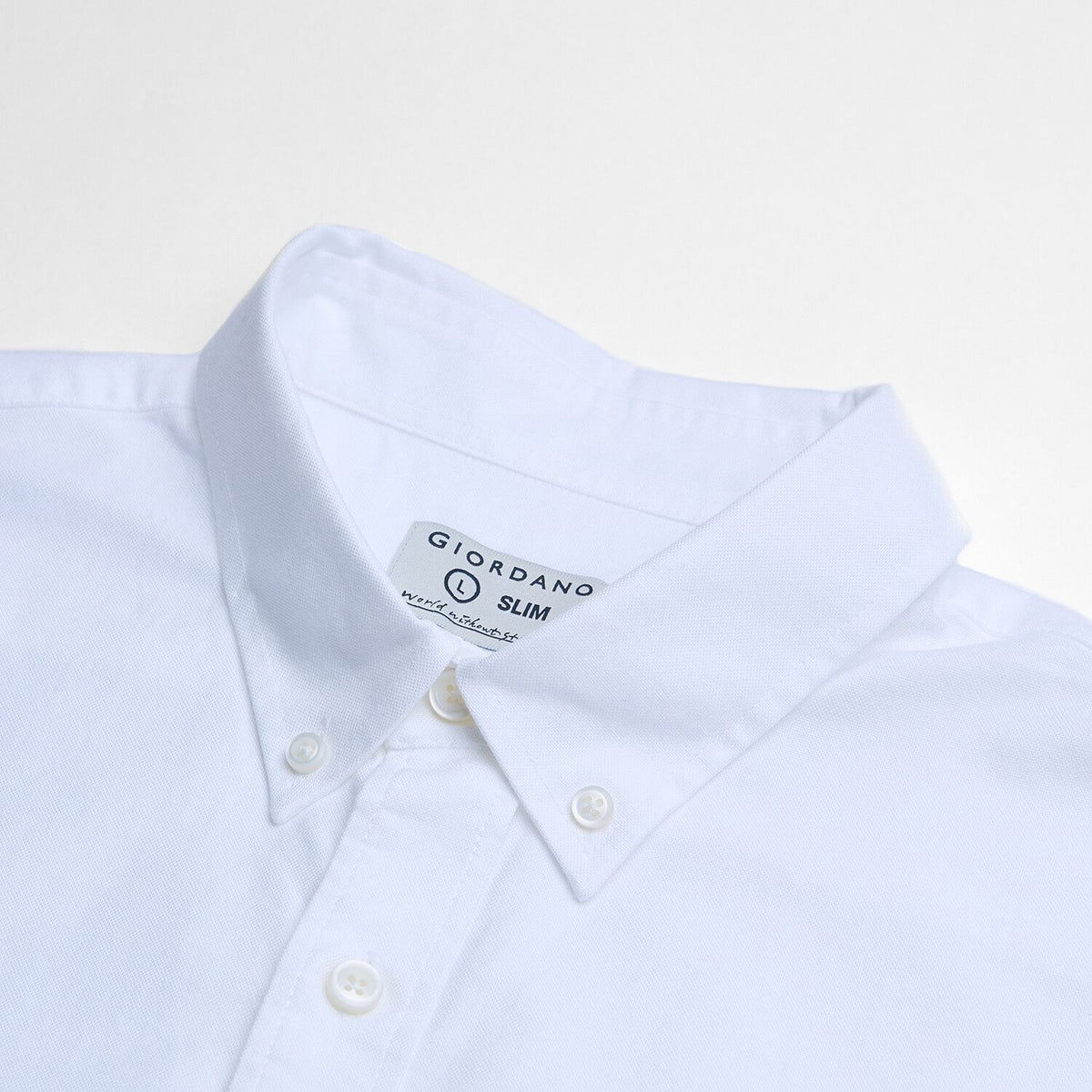 Men Slim Cotton Embroidered Oxford Shirt