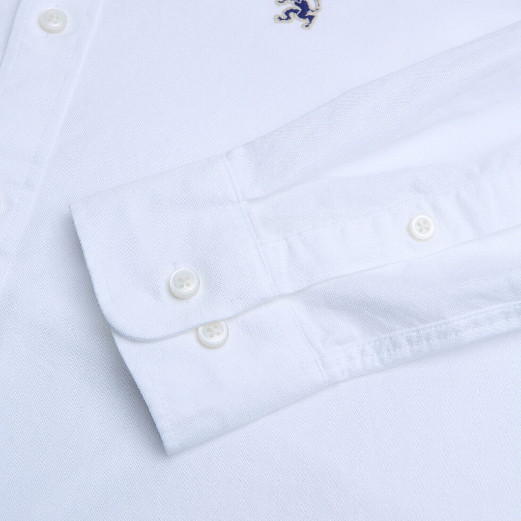 Men Slim Cotton Embroidered Oxford Shirt