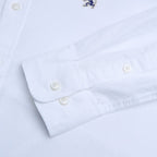 Men Slim Cotton Embroidered Oxford Shirt