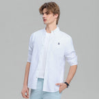 Men Slim Cotton Embroidered Oxford Shirt