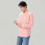 Men Slim Cotton Embroidered Oxford Shirt