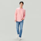 Men Slim Cotton Embroidered Oxford Shirt