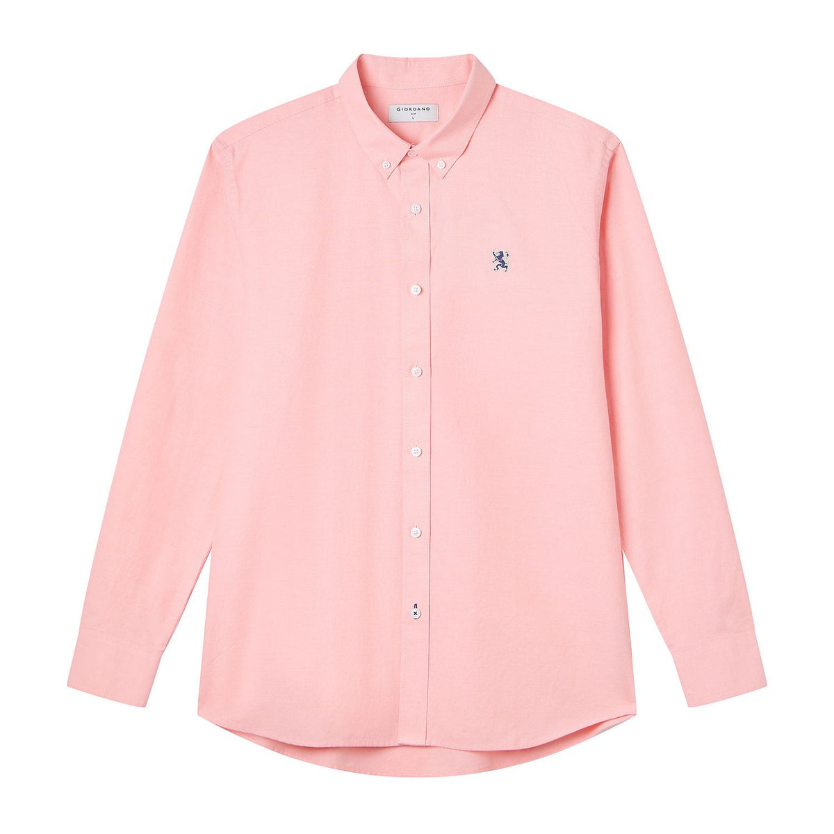 Men Slim Cotton Embroidered Oxford Shirt
