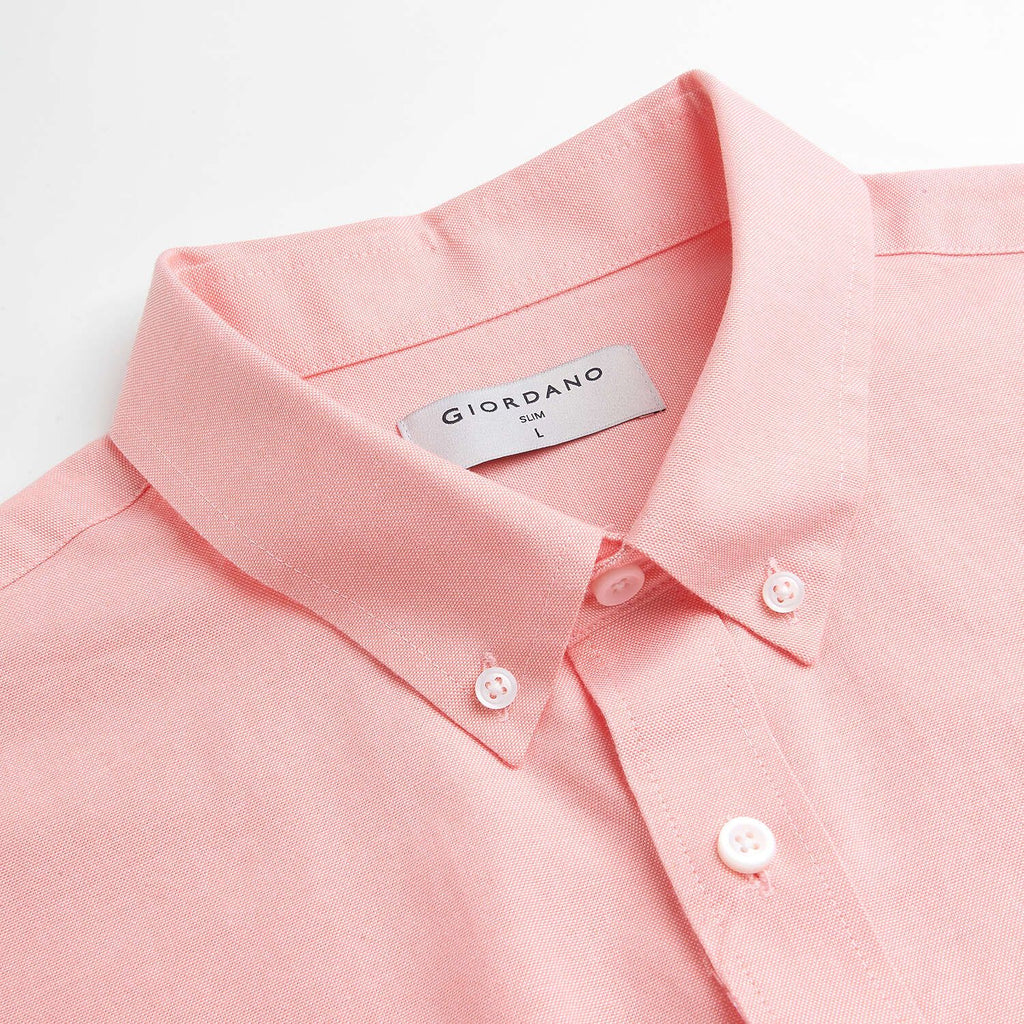 Men Slim Cotton Embroidered Oxford Shirt