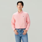Men Slim Cotton Embroidered Oxford Shirt