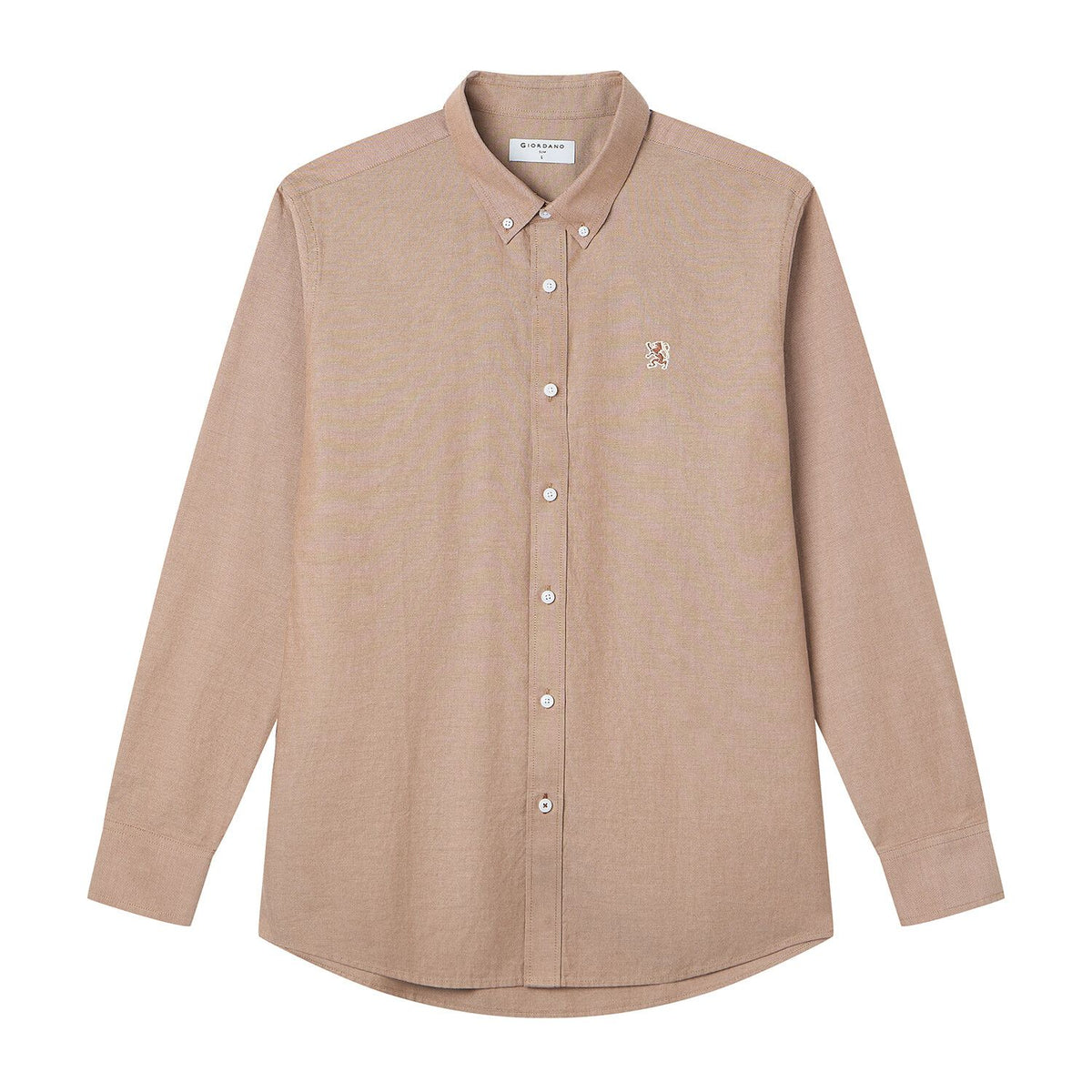 Men Slim Cotton Embroidered Oxford Shirt