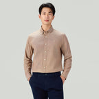 Men Slim Cotton Embroidered Oxford Shirt