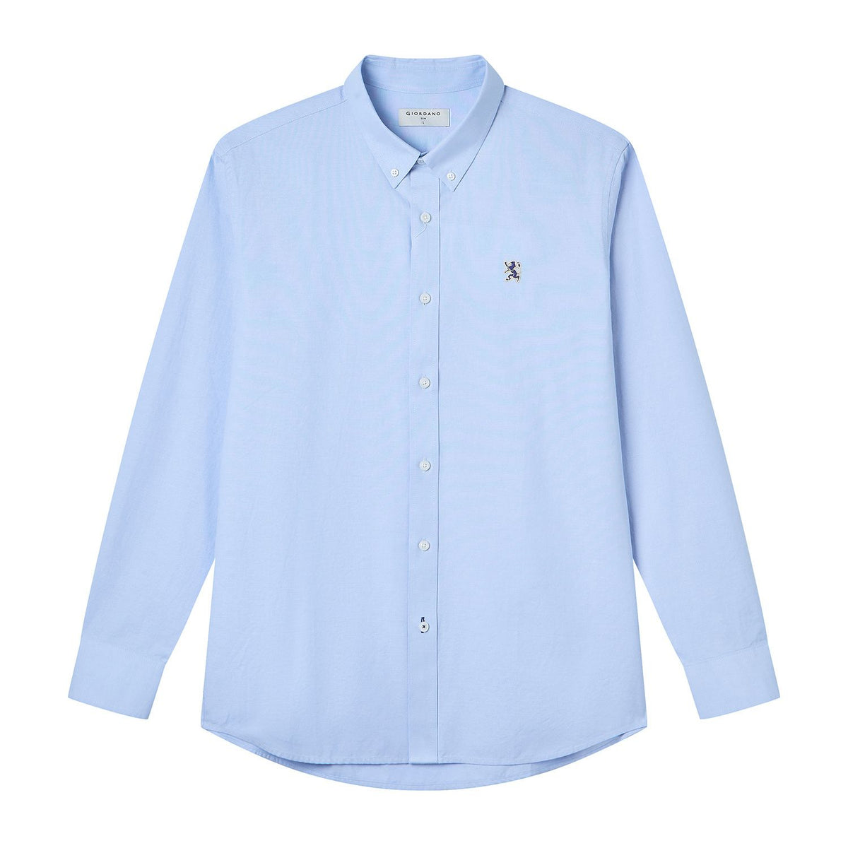 Men Slim Cotton Embroidered Oxford Shirt