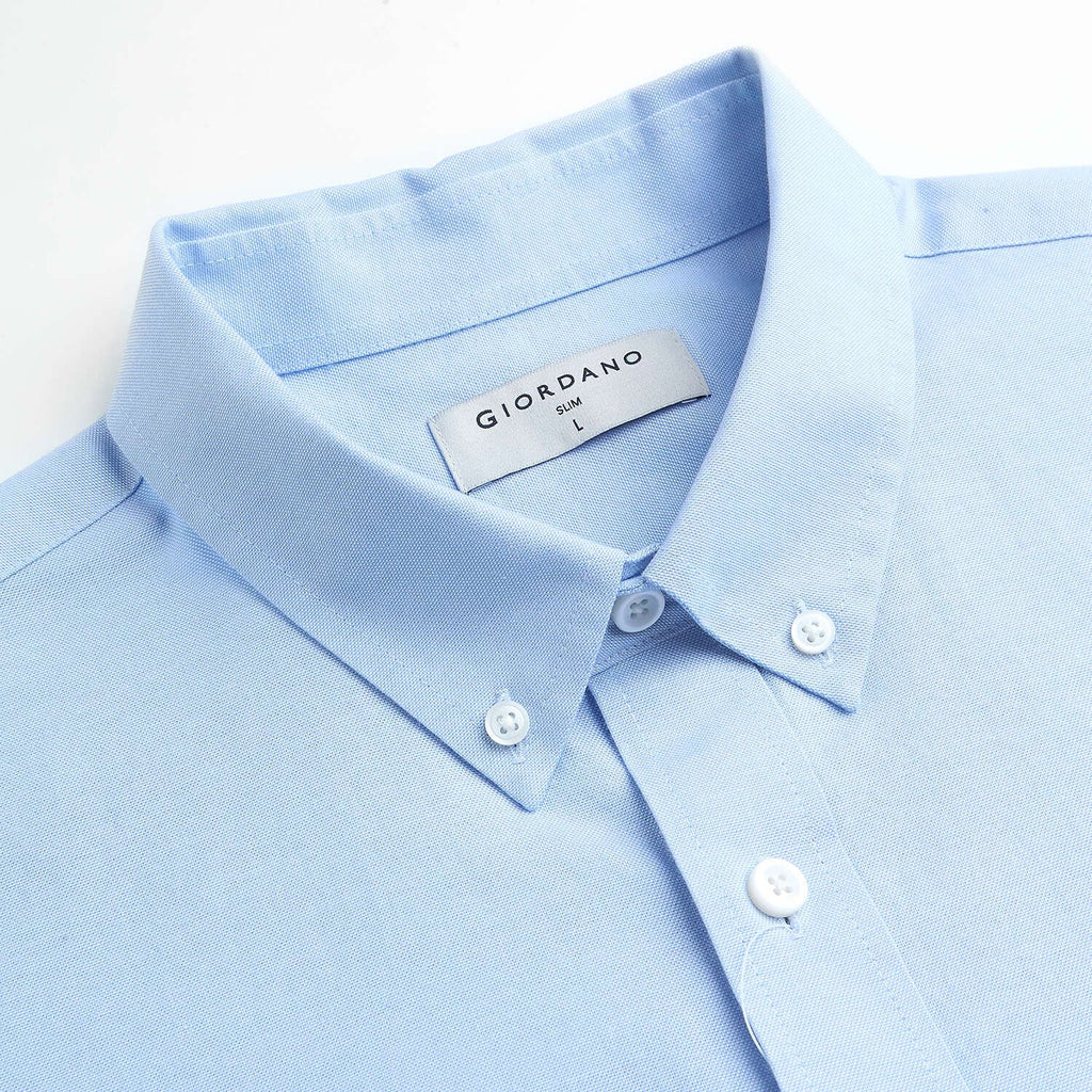 Men Slim Cotton Embroidered Oxford Shirt