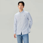 Men Slim Cotton Embroidered Oxford Shirt