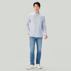 Men Slim Cotton Embroidered Oxford Shirt