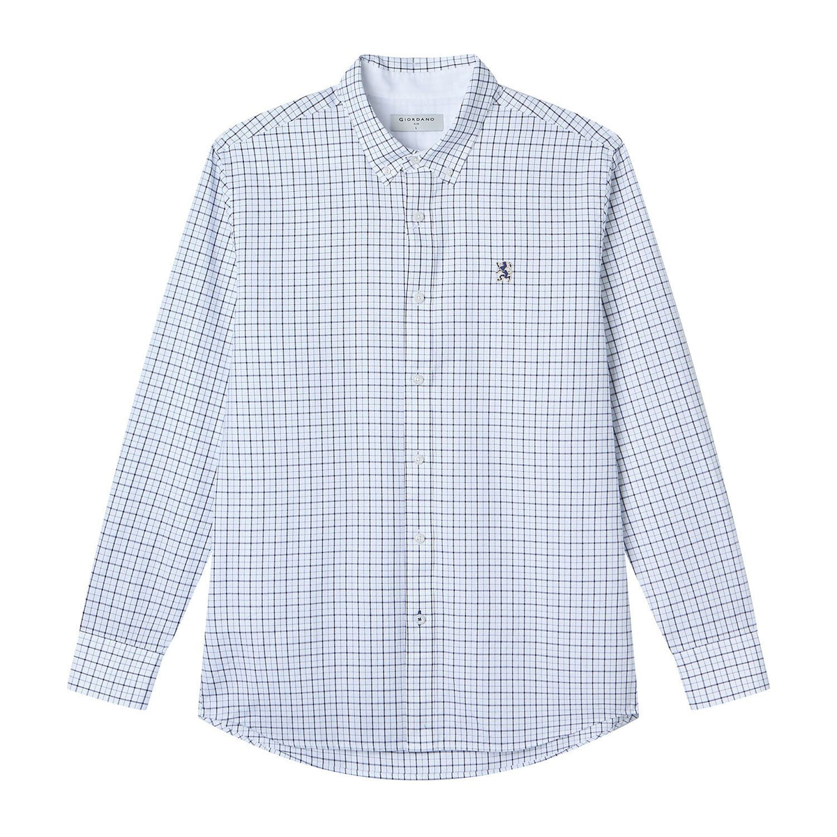 Men Slim Cotton Embroidered Oxford Shirt