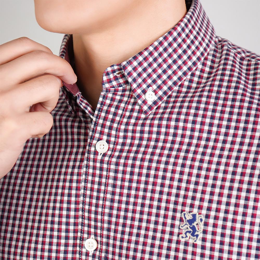 Men Slim Cotton Embroidered Oxford Shirt
