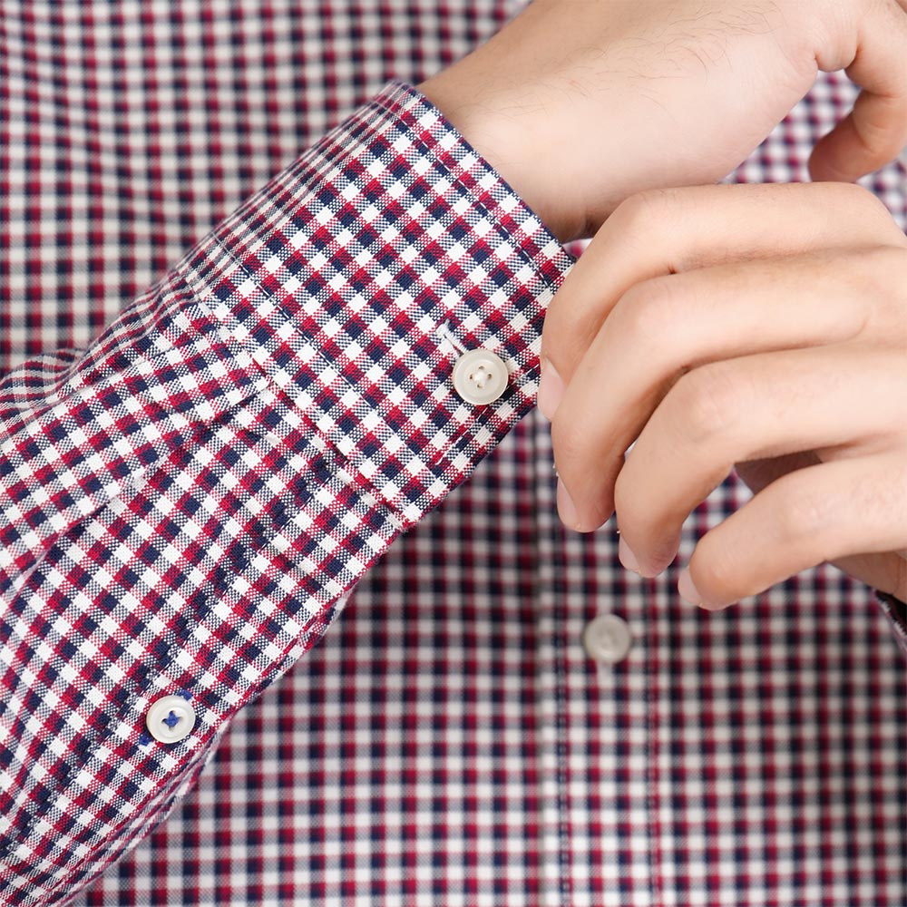 Men Slim Cotton Embroidered Oxford Shirt