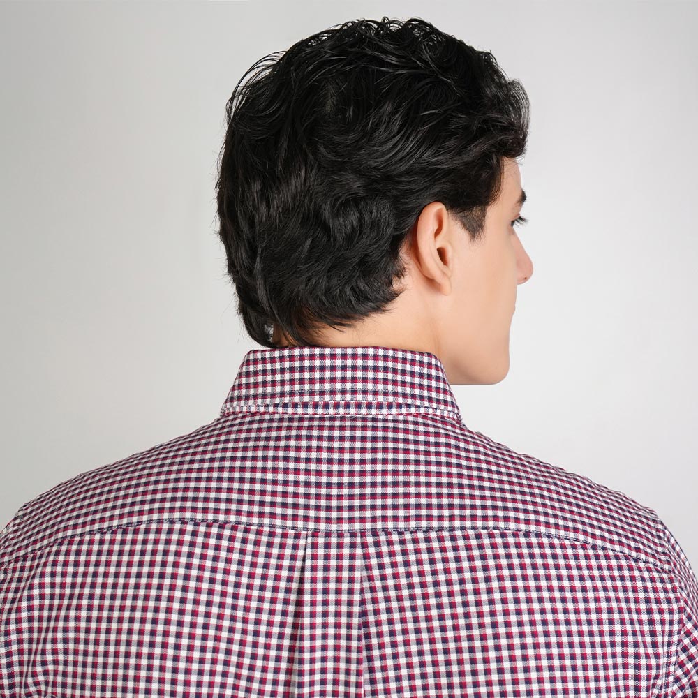 Men Slim Cotton Embroidered Oxford Shirt