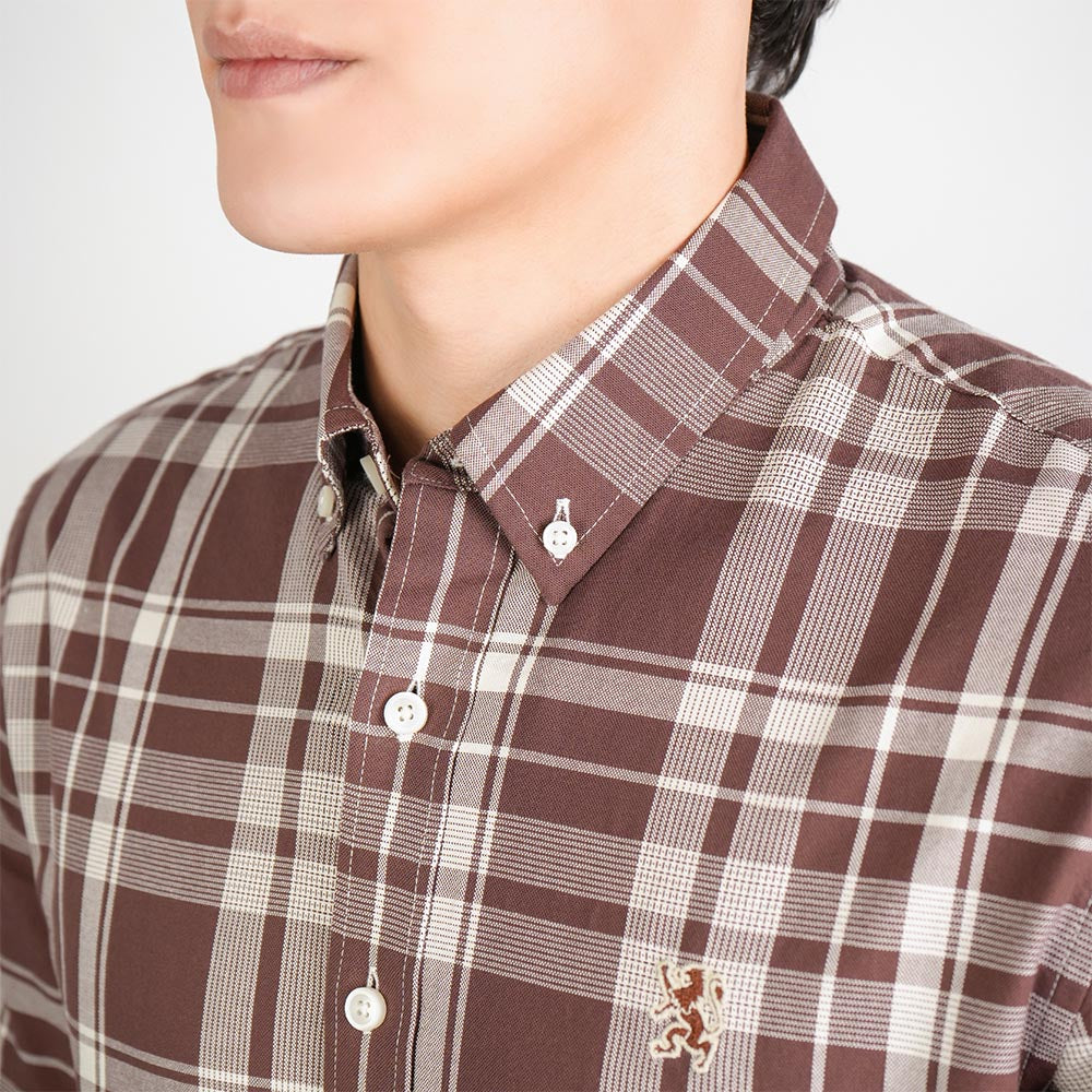 Men Slim Cotton Embroidered Oxford Shirt
