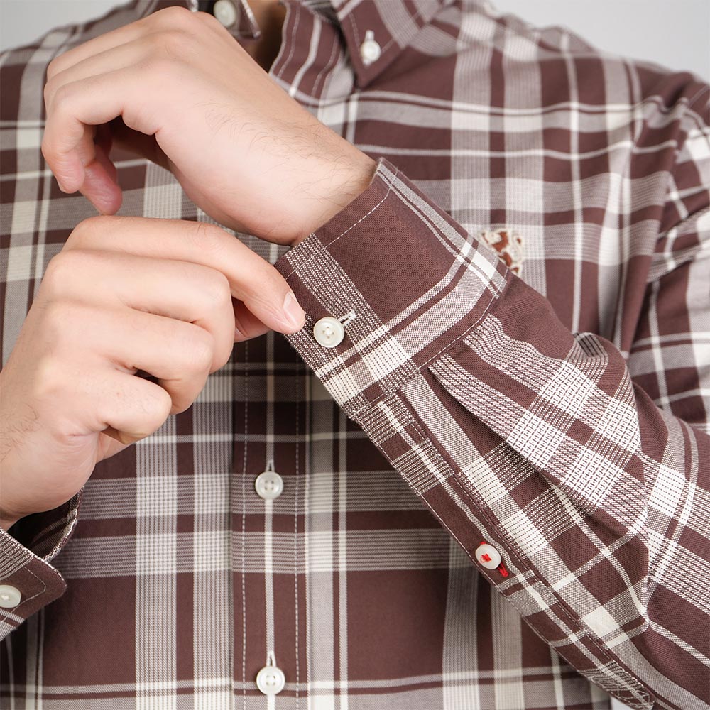 Men Slim Cotton Embroidered Oxford Shirt