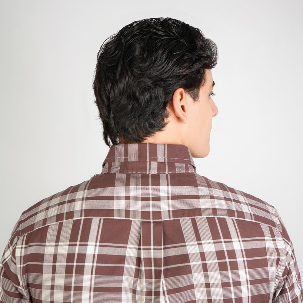 Men Slim Cotton Embroidered Oxford Shirt
