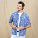 Men's Relaxed Linen Cotton Printed Shirt
