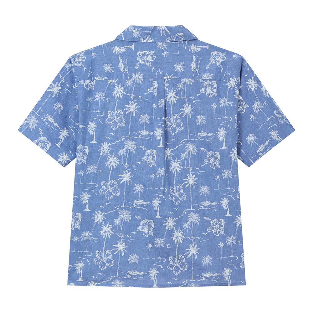 Men's Relaxed Linen Cotton Printed Shirt