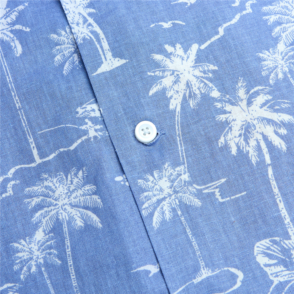 Men's Relaxed Linen Cotton Printed Shirt