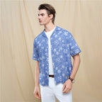 Men's Relaxed Linen Cotton Printed Shirt