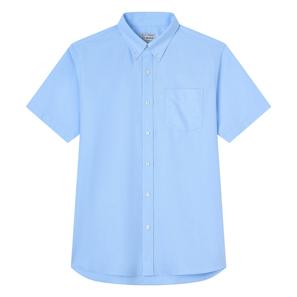 Men's Regular Fit Wrinkle-Free Short Sleeve Oxford Shirt