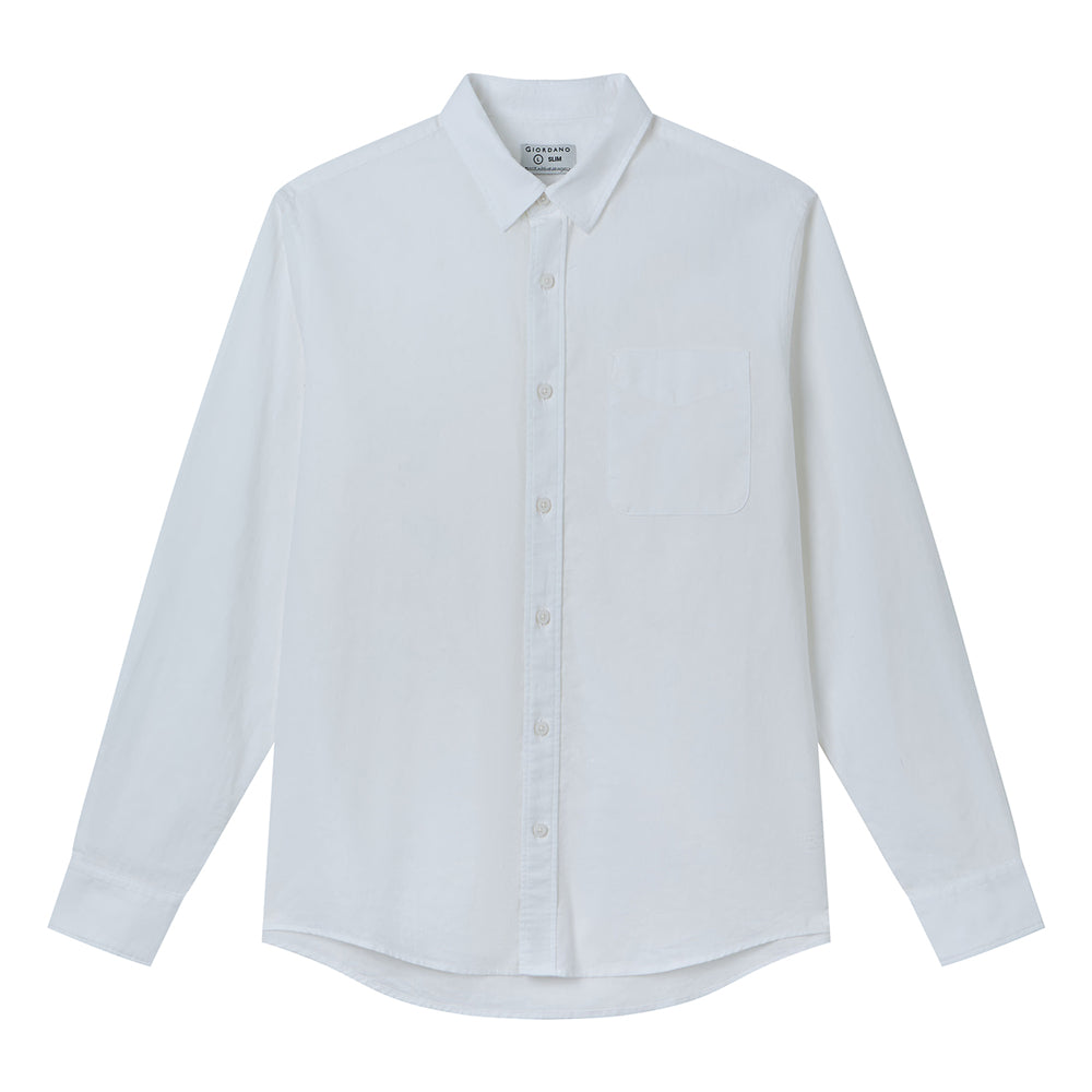 Men's Slim Linen Cotton Solid Shirt