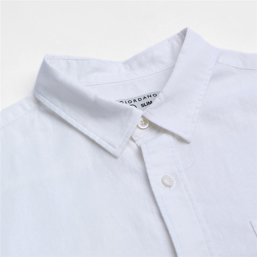 Men's Slim Linen Cotton Solid Shirt