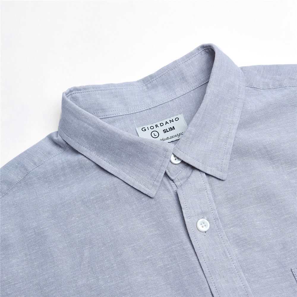 Men's Slim Linen Cotton Solid Shirt
