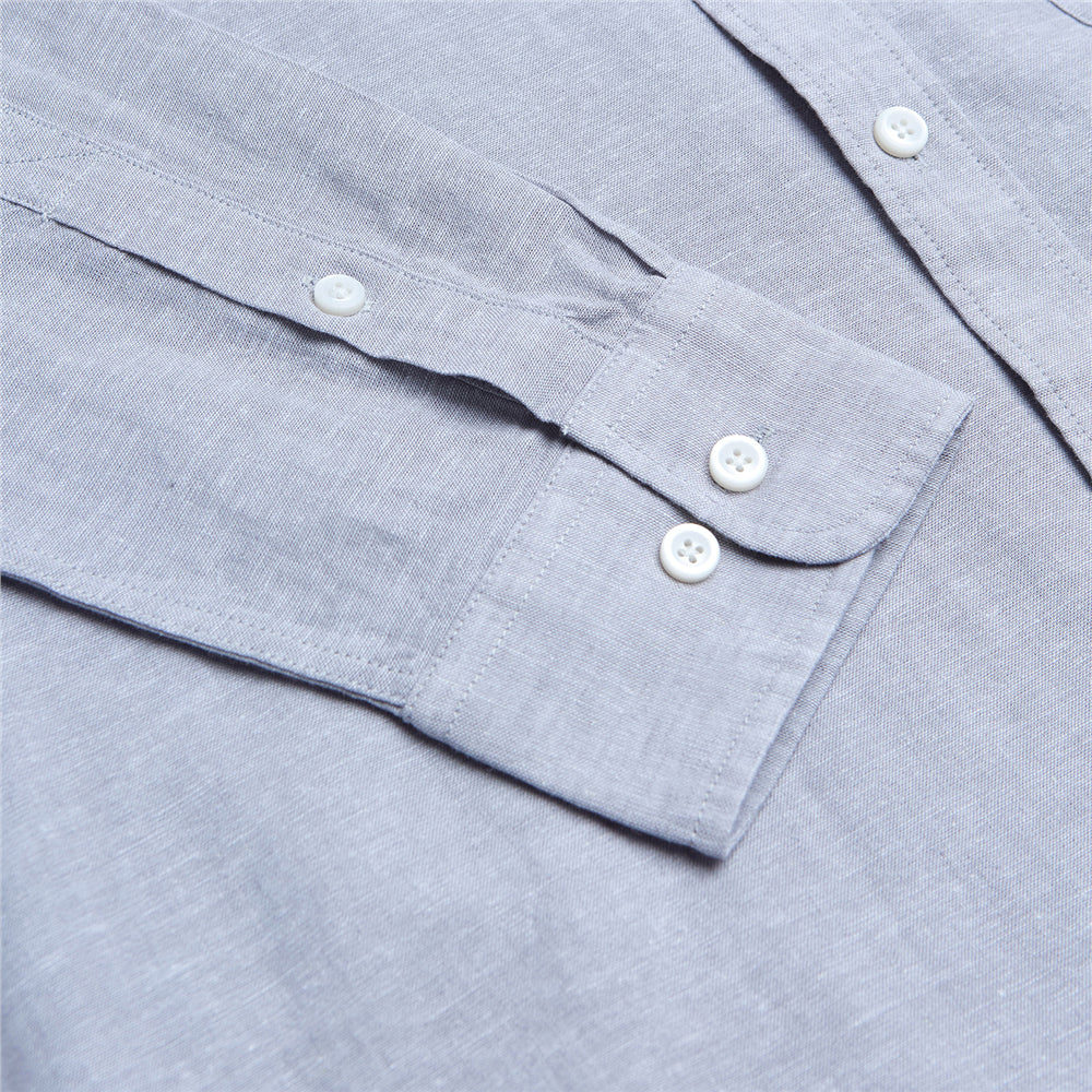 Men's Slim Linen Cotton Solid Shirt