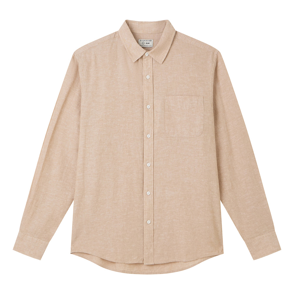 Men's Slim Linen Cotton Solid Shirt