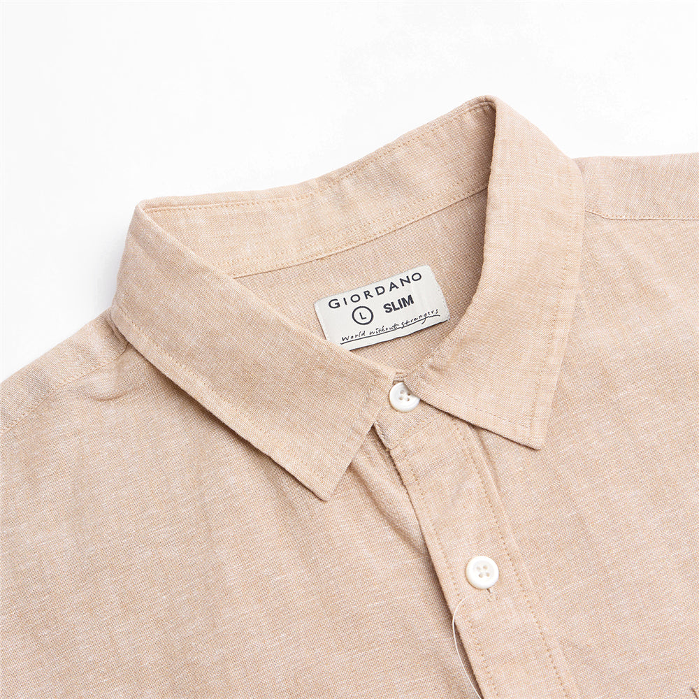 Men's Slim Linen Cotton Solid Shirt