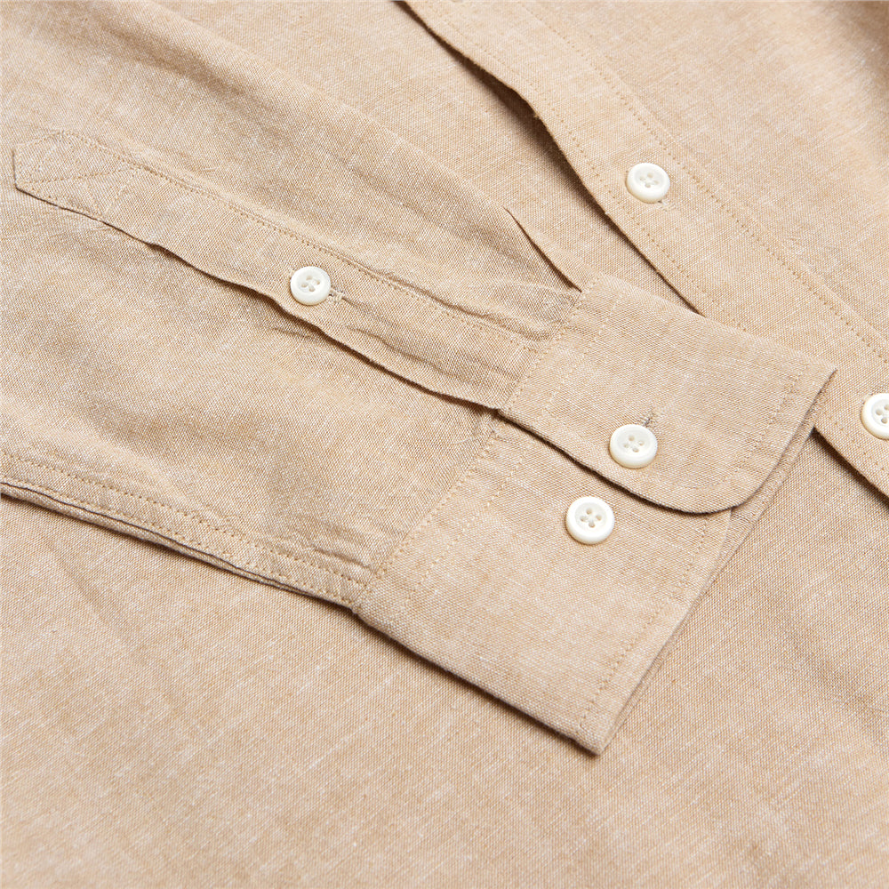 Men's Slim Linen Cotton Solid Shirt