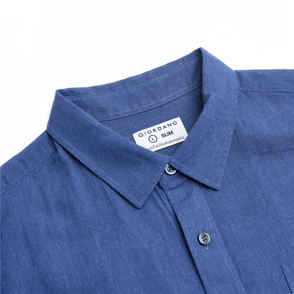 Men's Slim Linen Cotton Solid Shirt