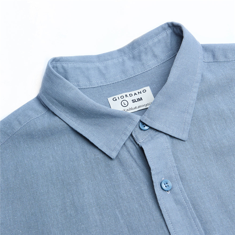 Men's Slim Linen Cotton Solid Shirt
