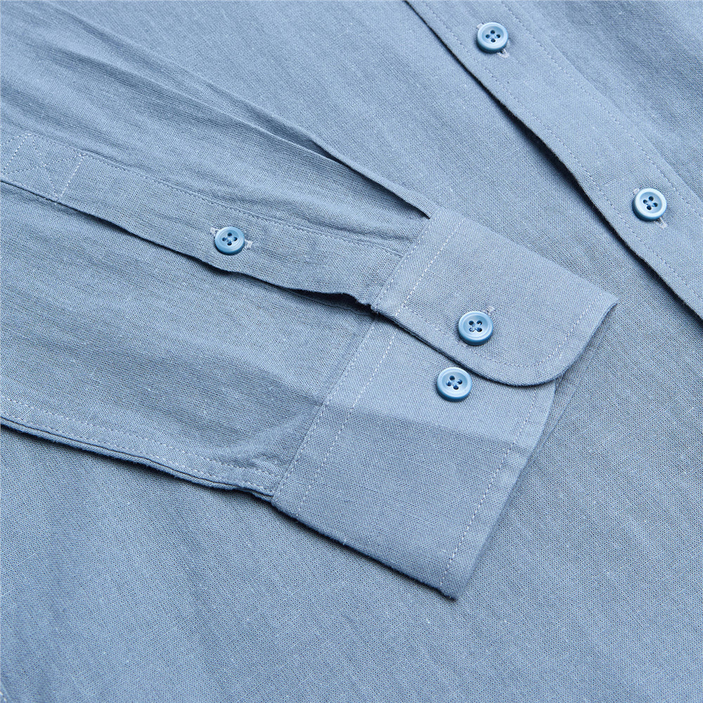 Men's Slim Linen Cotton Solid Shirt