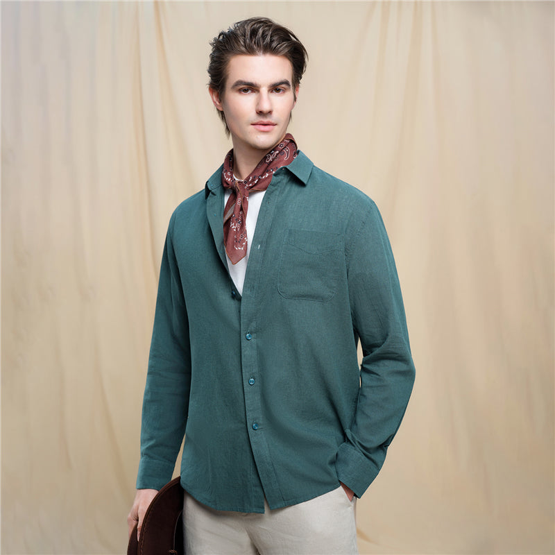 Men's Slim Linen Cotton Solid Shirt