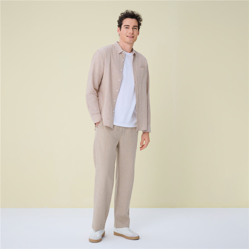 Men's Slim Linen Cotton Solid Shirt