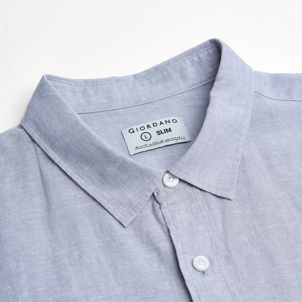 Men's Slim Linen Cotton Short-Sleeve Shirt
