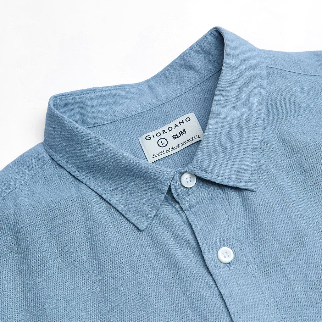 Men's Slim Linen Cotton Short-Sleeve Shirt