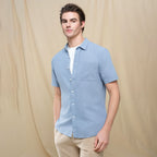 Men's Slim Linen Cotton Short-Sleeve Shirt