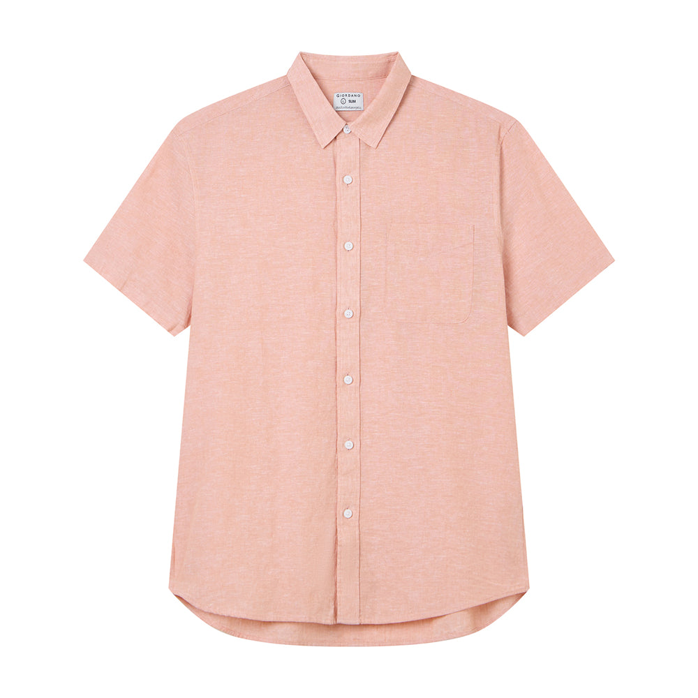 Men's Slim Linen Cotton Short-Sleeve Shirt