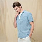 Men's Slim Linen Cotton Short-Sleeve Shirt