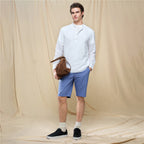 Men's Slim Linen Cotton Band Collar Shirt