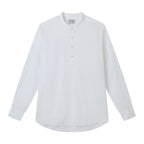Men's Slim Linen Cotton Band Collar Shirt