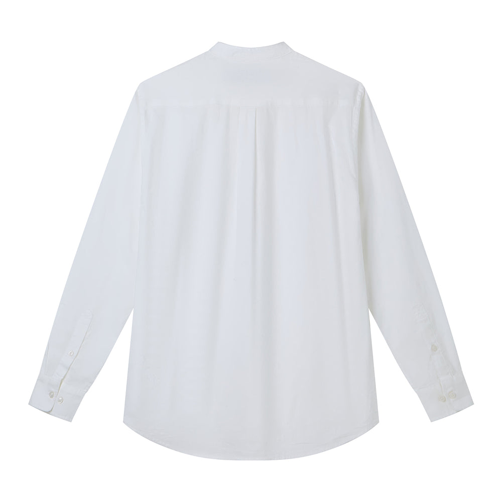 Men's Slim Linen Cotton Band Collar Shirt